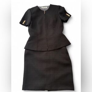 Elegant Black Peplum Skirt and top Suit set